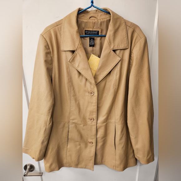 NWT - Leather Dialogue Tan Washable Jacket - Size 1X - Picture 1 of 7